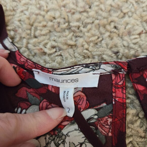 Maurices Long Sleeve V-Neck Sheer Floral Print Blouse Size 2 - Picture 5 of 7